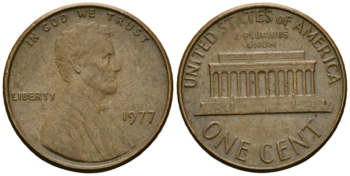 США 1 цент 1977 Линкольн KM 201 медь цинк 4136-149