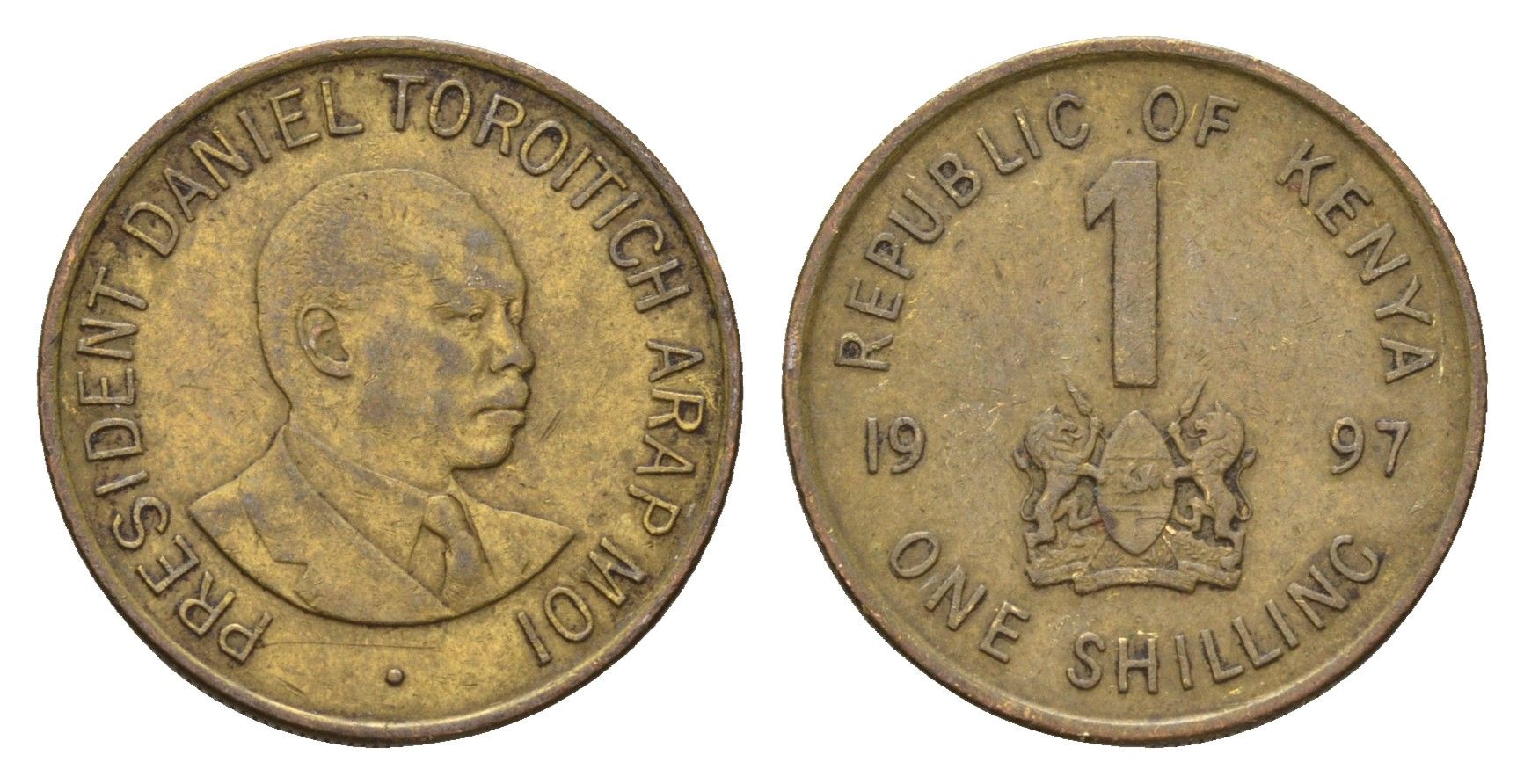 Кения 1 шиллинг 1997 Дэниэл арап Мои KM 29 сталь плакированная латунью 4674-667
