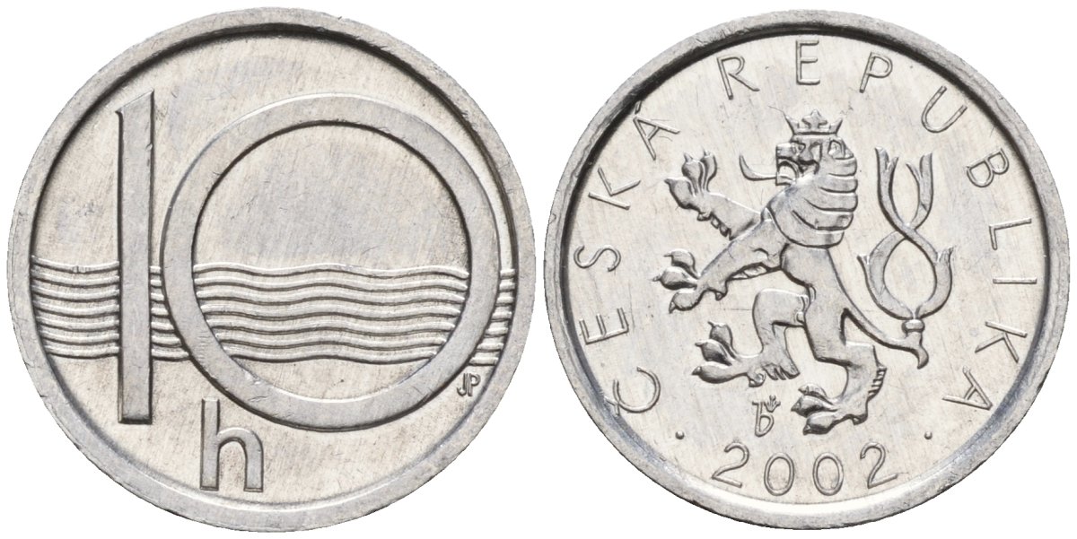 Чехия 10 геллеров 2002 KM 6 алюминий 4152-813