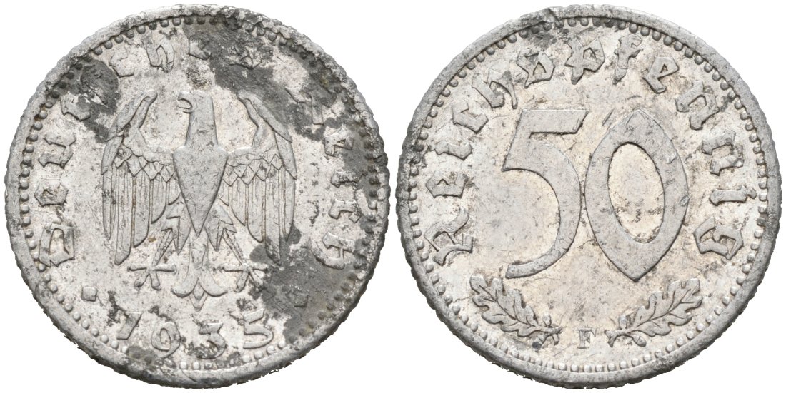Германия 50 рейхспфеннигов 1935 F KM 87, J. 368 алюминий 92-322