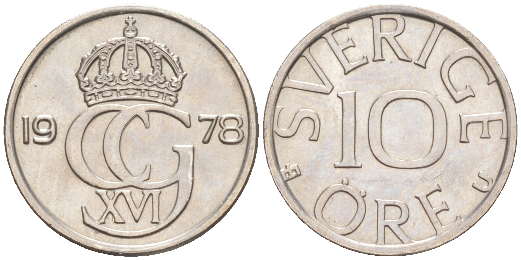 Швеция 10 эре 1978 U, Карл XVI Густав (1973- ) KM 850 медно-никель 112-553