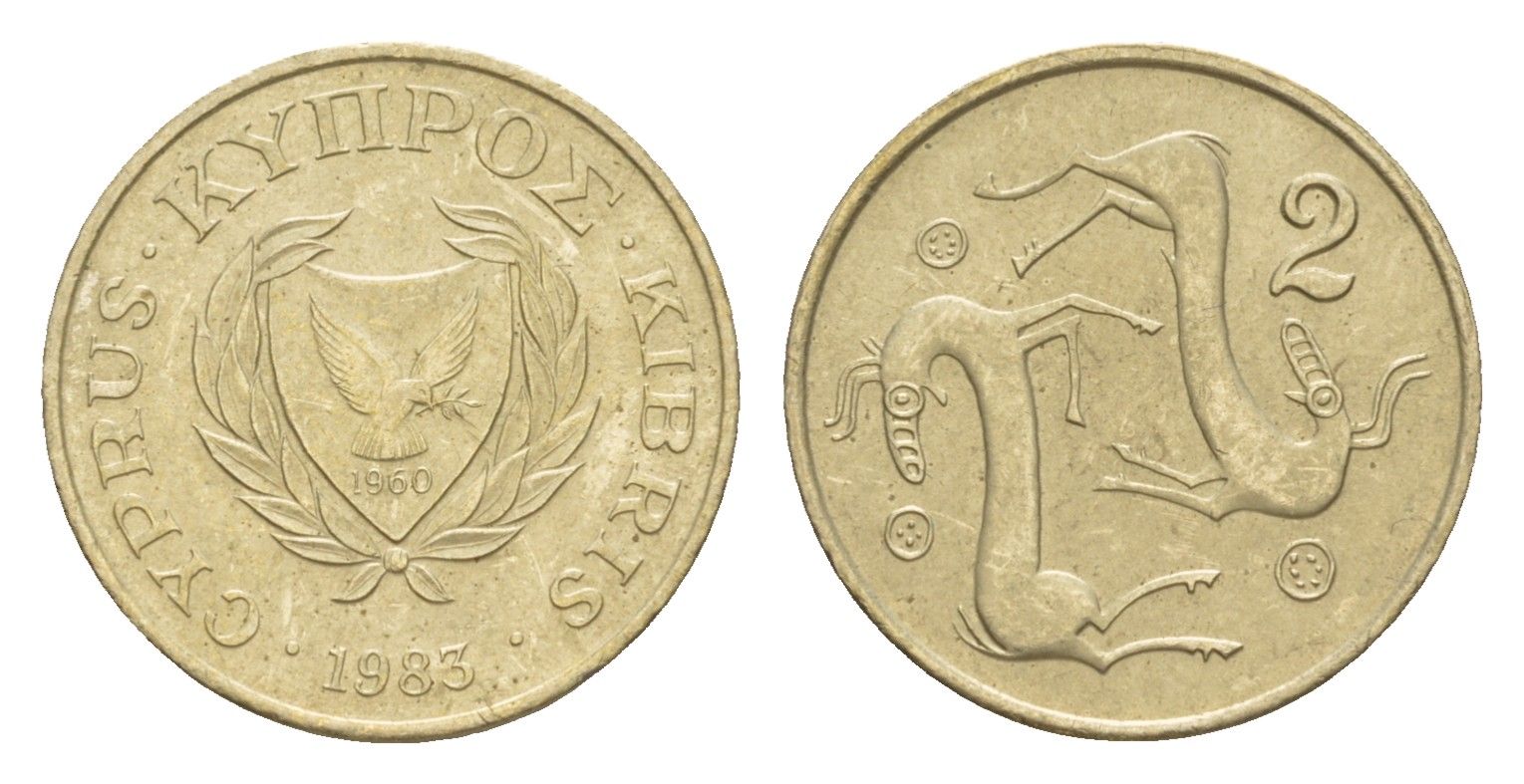 Кипр 2 цента 1983 KM 54.1 никель латунь 4651-811
