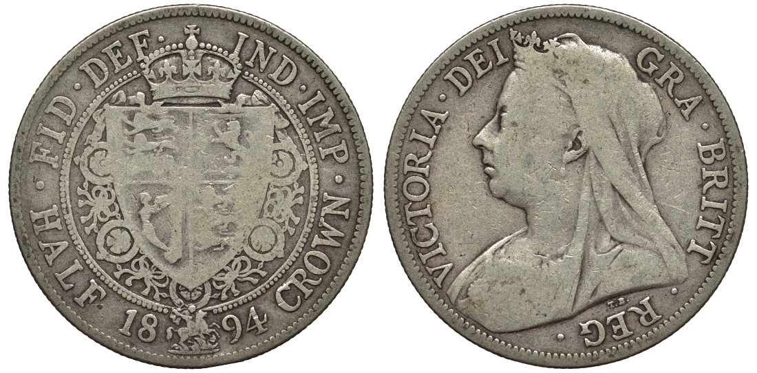 Великобритания 1/2 кроны 1894 Виктория (1837-1901) KM 782, Spink 3938 серебро 1524-244