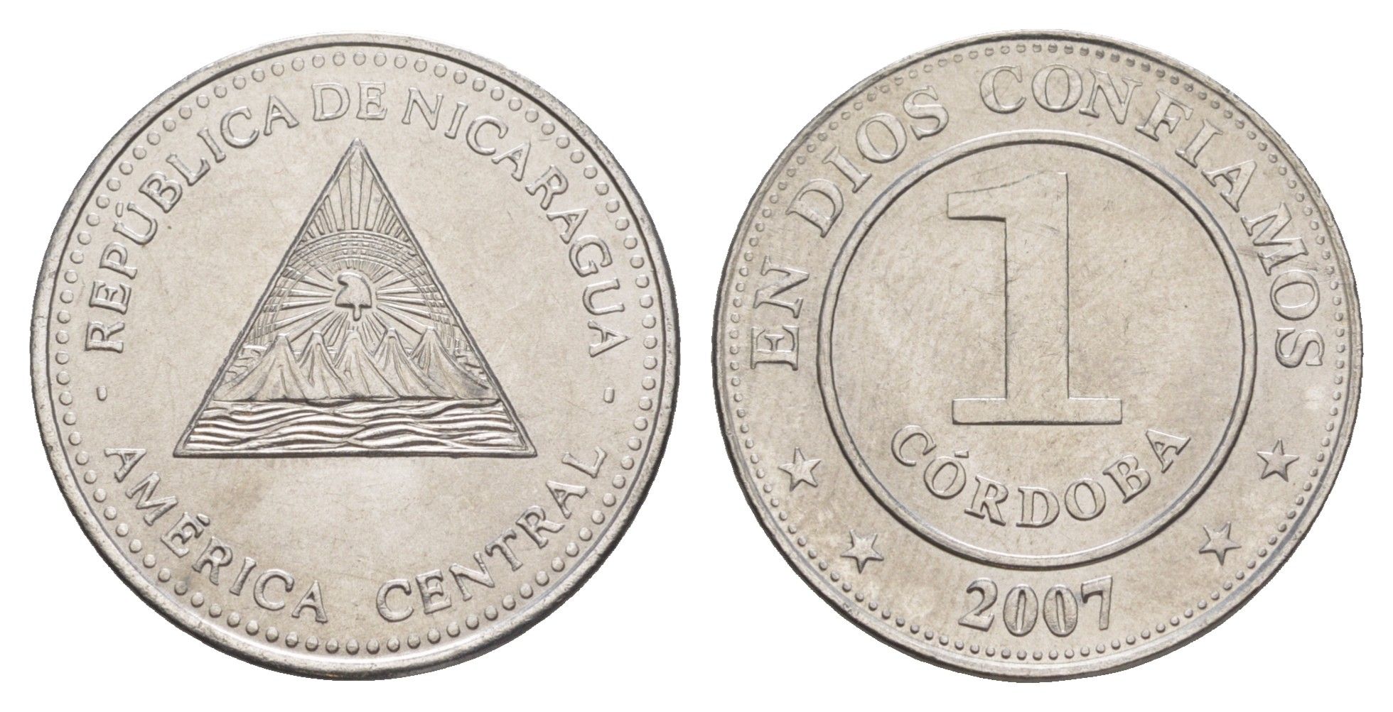 Никарагуа 1 кордоба 2007 KM 101 сталь плакированная никелем UNC 4641-414