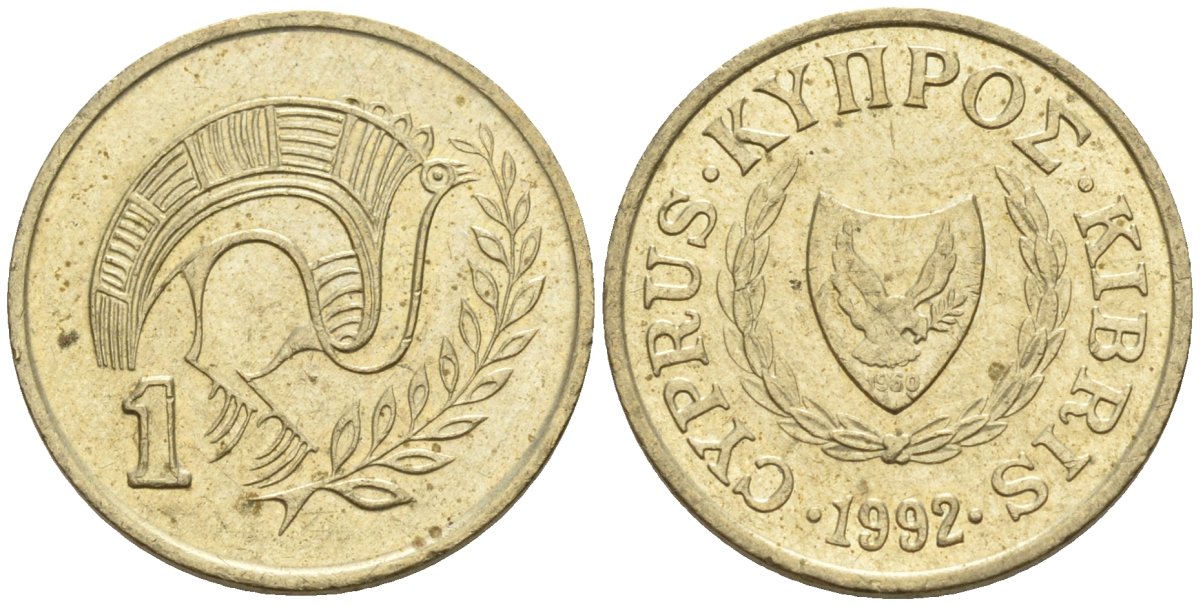 Кипр 1 цент 1992 KM 53.3 никель латунь 4174-1139
