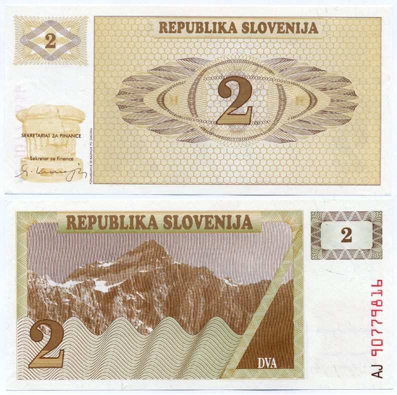 Словения 2 толара 1990 Pick 2 a бумага UNC (пресс) 8592-4-2-2