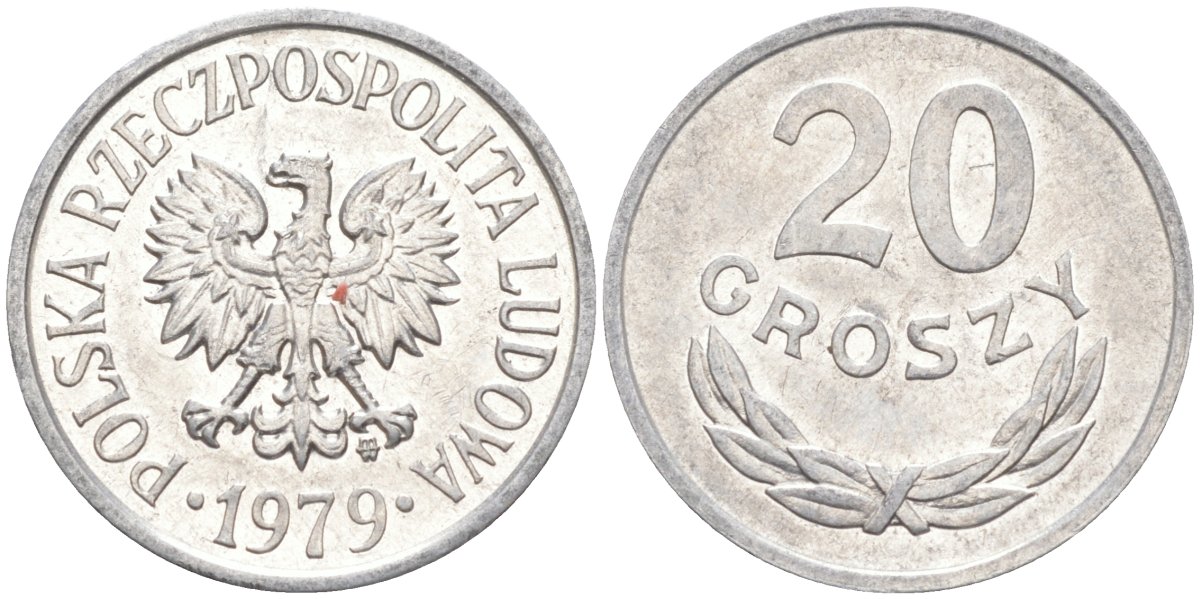 Польша 20 грошей 1979 MW KM A47 алюминий 3336-1226