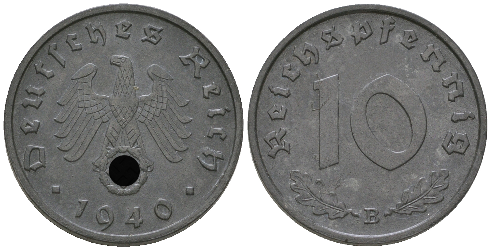 Германия 10 рейхспфеннигов 1940 B KM 101, J. 371 цинк    3459-551