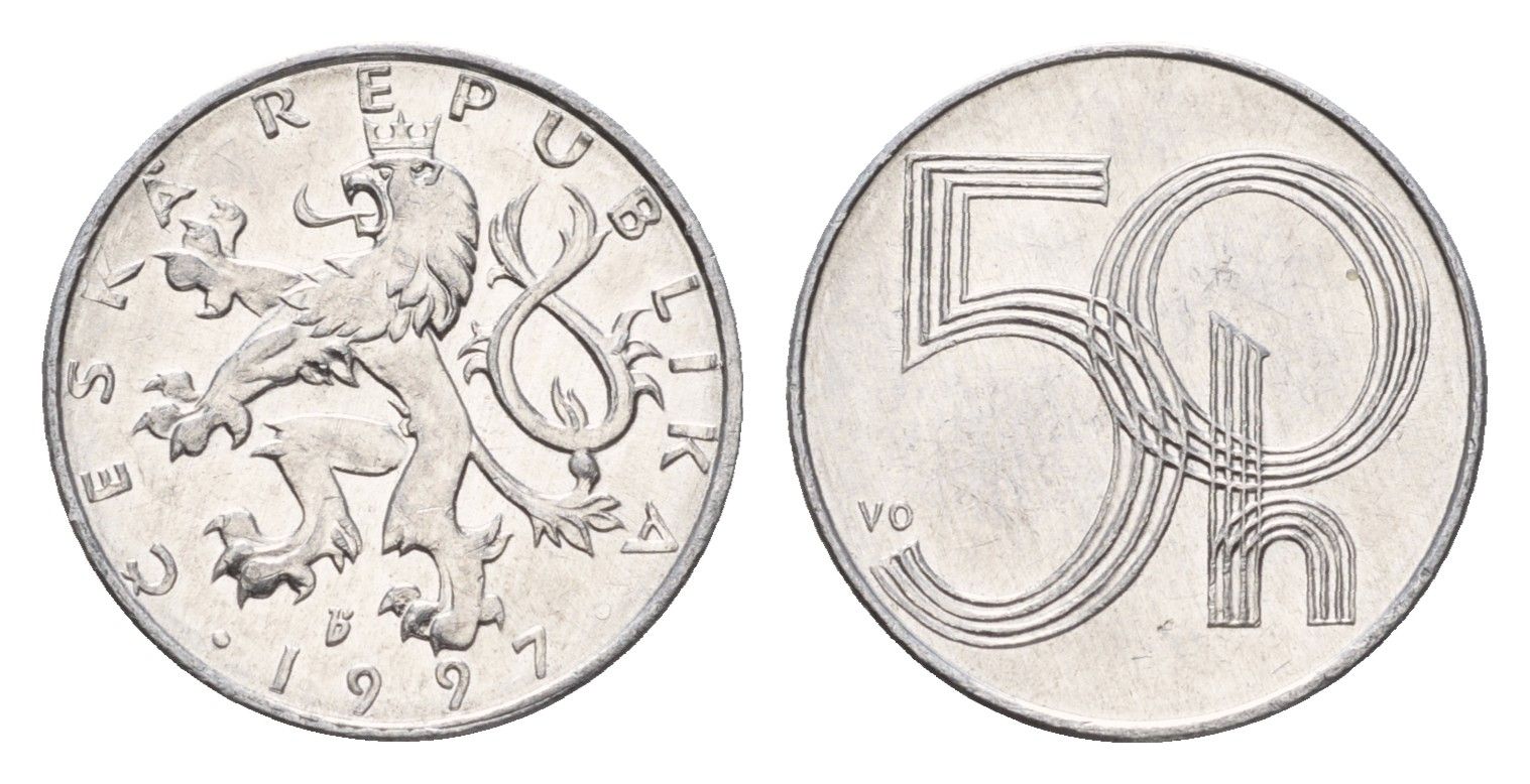 Чехия 50 геллеров 1997 KM 3 алюминий UNC 4674-662