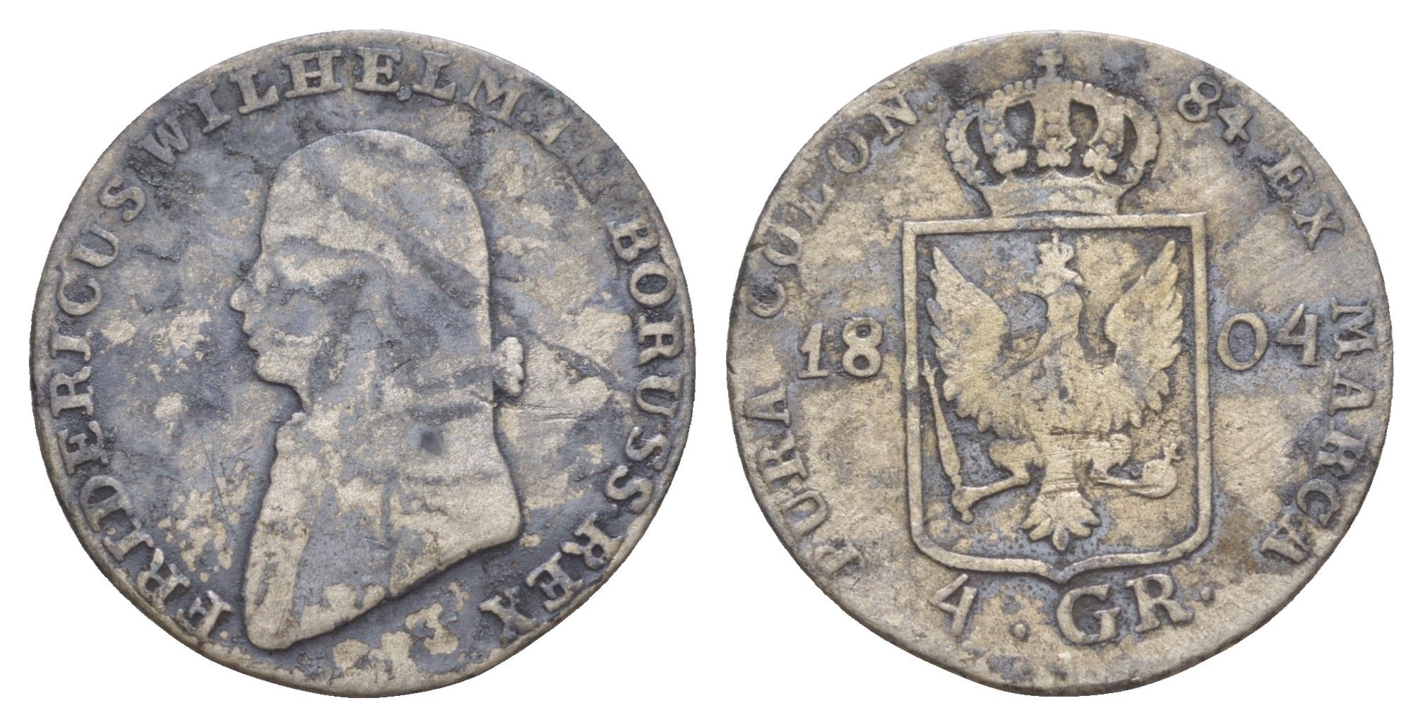 Пруссия 4 гроша 1804 A, Фридрих Вильгельм III (1797-1840) KM 370 серебро 4619-116