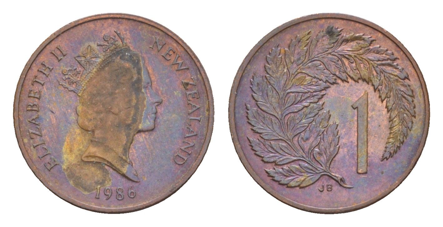 Новая Зеландия 1 цент 1986 Елизавета II (1952-2022) KM 58 бронза 4651-767
