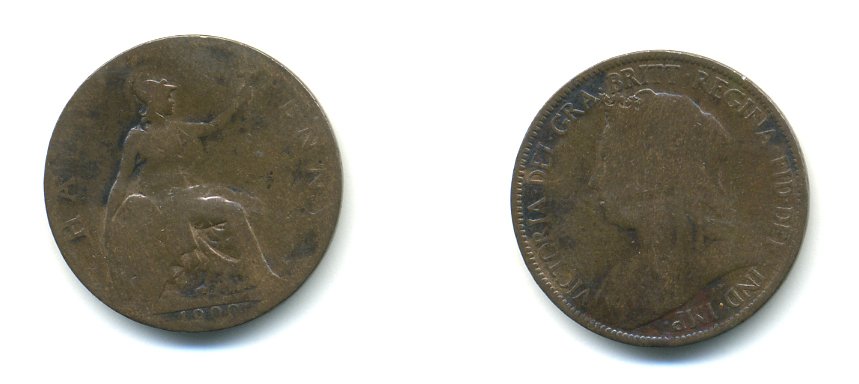 Великобритания 1/2 пенни 1899 Виктория (1837-1901) KM 789, Spink 3962 бронза 59-841