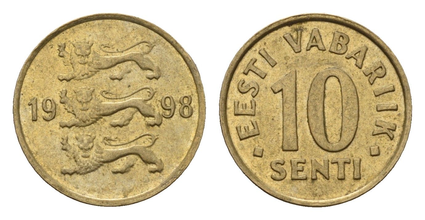 Эстония 10 сентов 1998 KM 22 латунь 4696-232