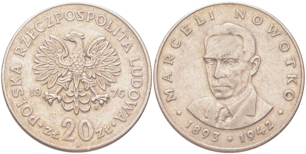 Польша 20 злотых 1976 Марсель Новотко Y 69 медно-никель 4122-1035