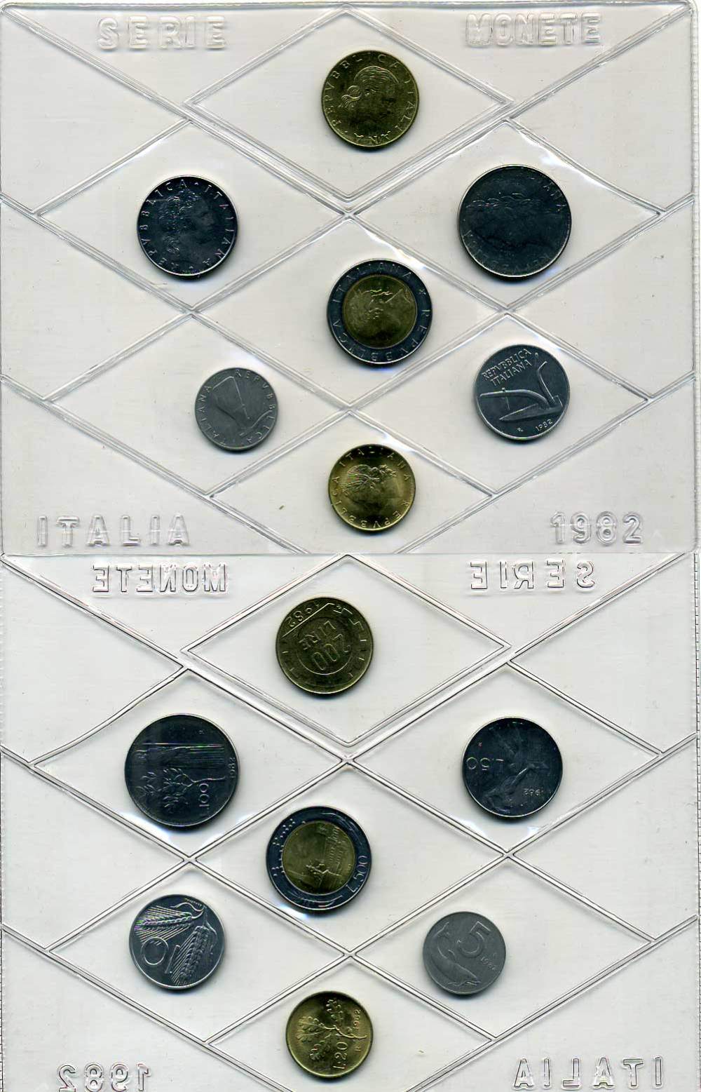 Италия госнабор из 7 монет 1982 биметалл UNC 7-5-1-30