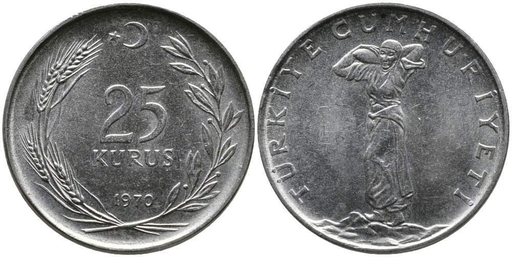 ТУРЦИЯ 25 КУРУШЕЙ 1970 KM 892.3 нержавеющая сталь 4541-632