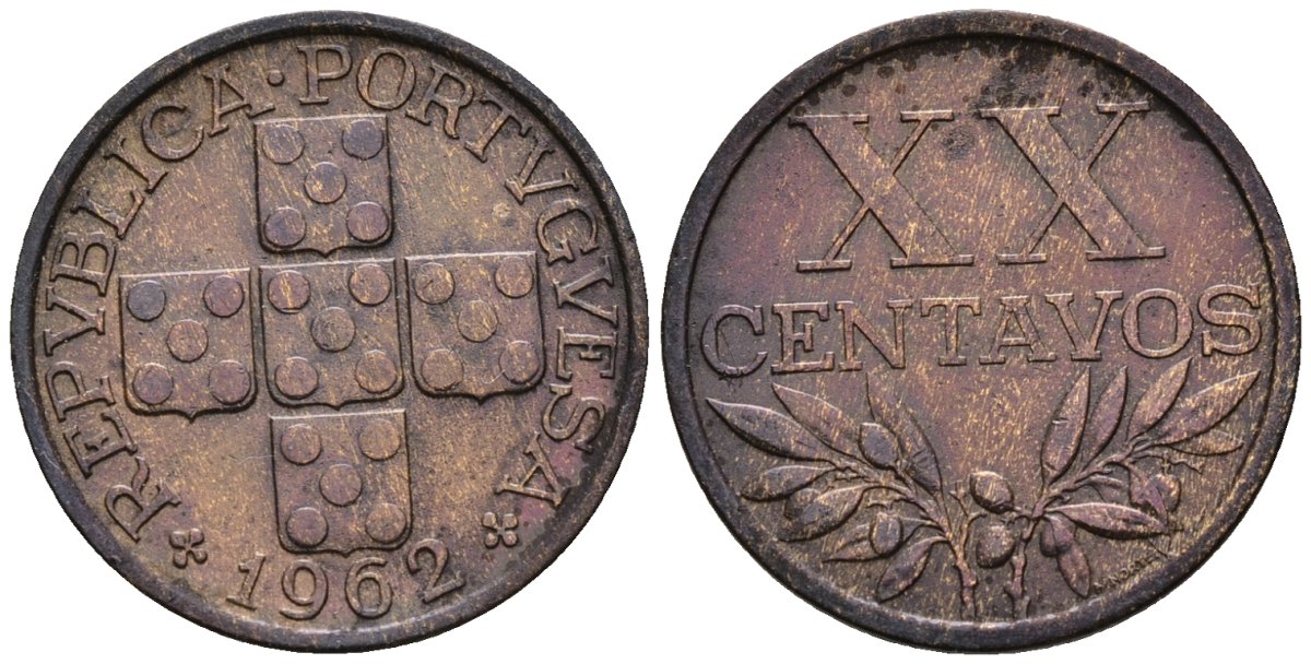 Португалия 20 сентаво 1962 KM 584 бронза 4147-564