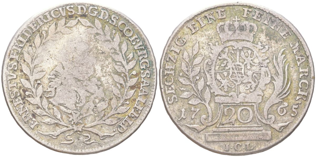 Саксен-Кобург-Заальфельд 20 крейцеров 1765 KM 84 серебро 1529-1214
