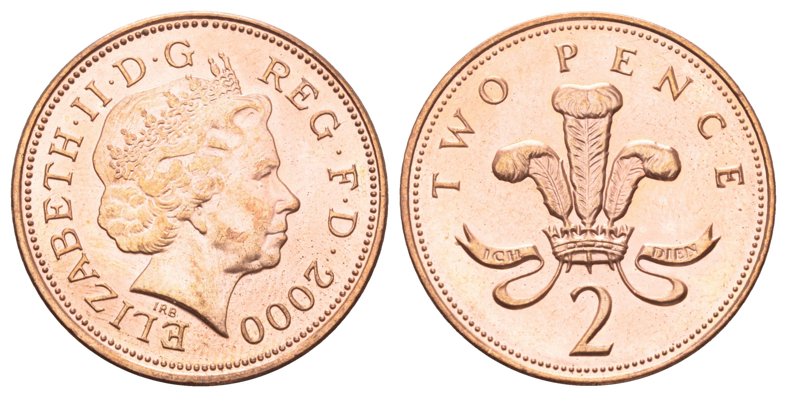Великобритания 2 пенса 2000 Елизавета II (1952-2022) KM 987, Spink 4690 (C5) сталь плакированная медью UNC 4698-1016