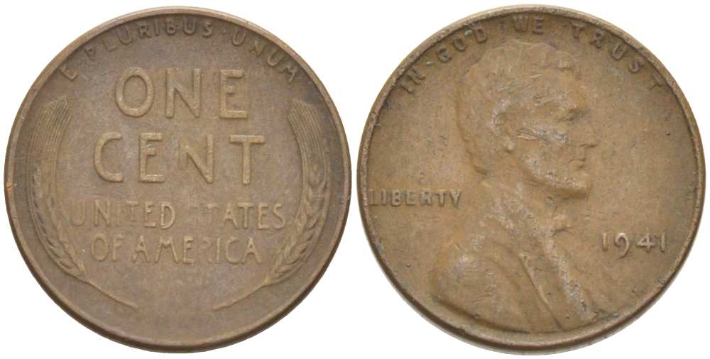 США 1 ЦЕНТ 1941 ЛИНКОЛЬН KM 132 бронза 211-662