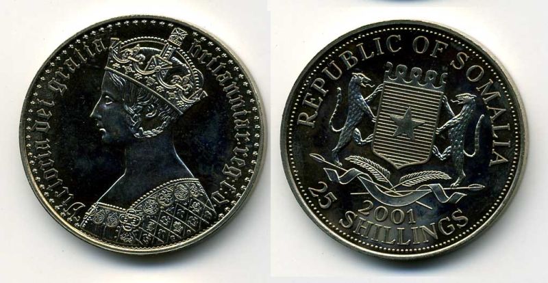 Сомали 25 шиллингов 2001 ВИКТОРИЯ медно-никель 36-624