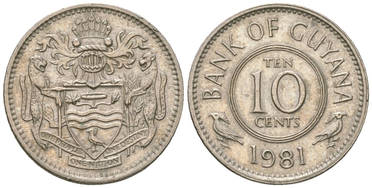 Гайана 10 центов 1981 KM 33 медно-никель 4124-627