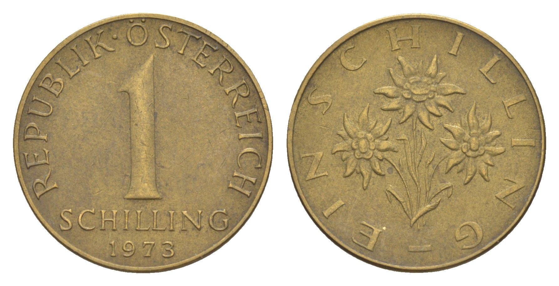 Австрия 1 шиллинг 1973 KM 2886 алюминиевая бронза 4561-456