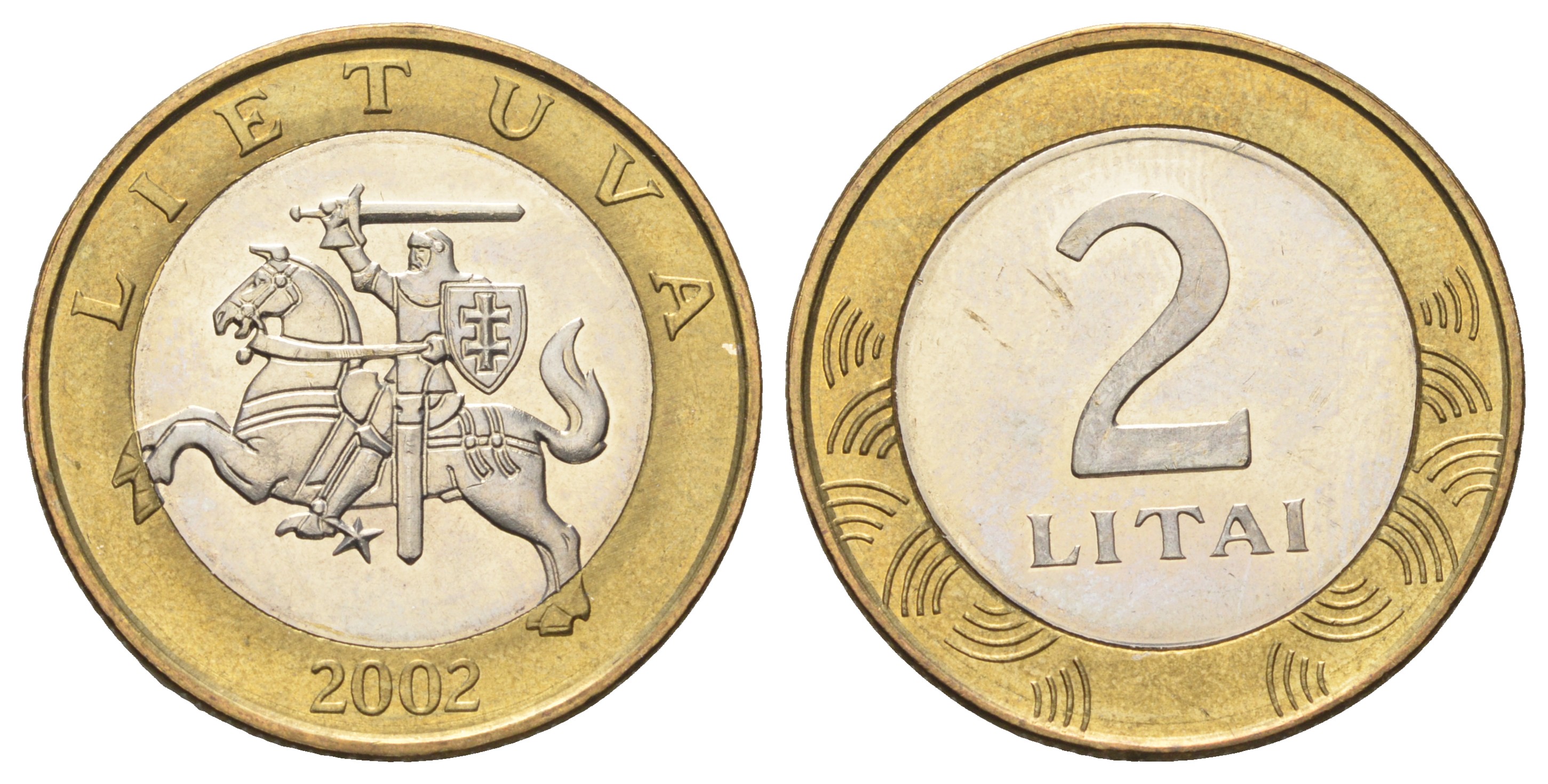 Литва 2 лита 2002 KM 112 биметалл UNC 4654-752