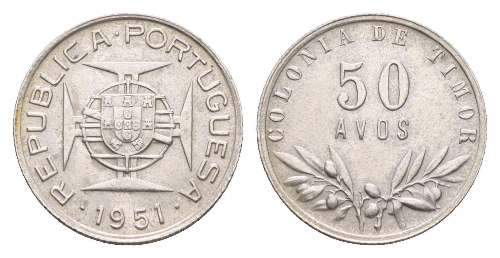Португальский Тимор 50 аво 1951 KM 7 серебро 413-1624