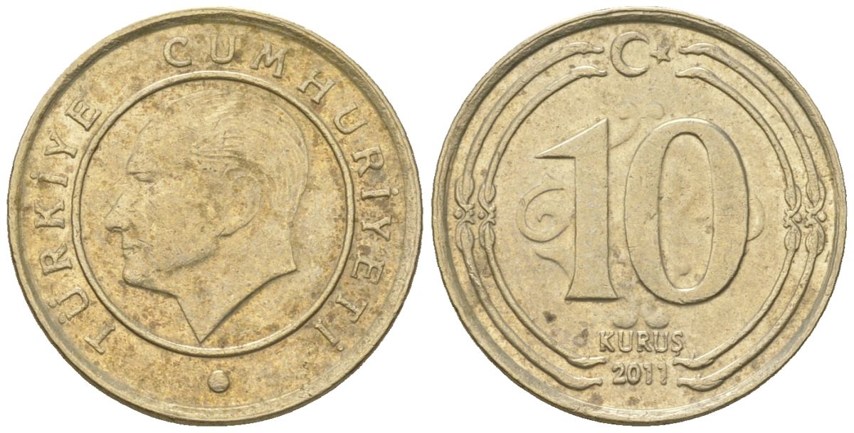 Турция 10 курушей 2011 KM 1241 медь цинк никель 4608-211
