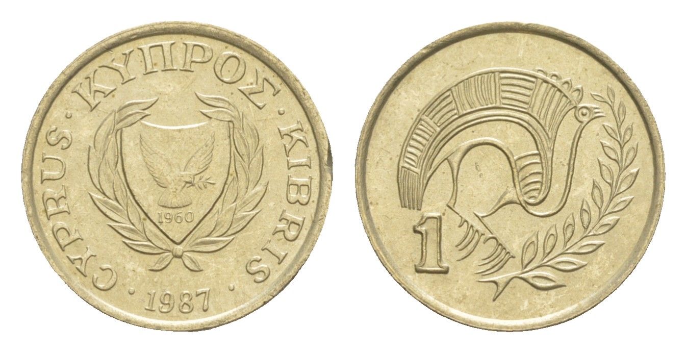 Кипр 1 цент 1987 KM 53.2 никель латунь UNC 4649-1143