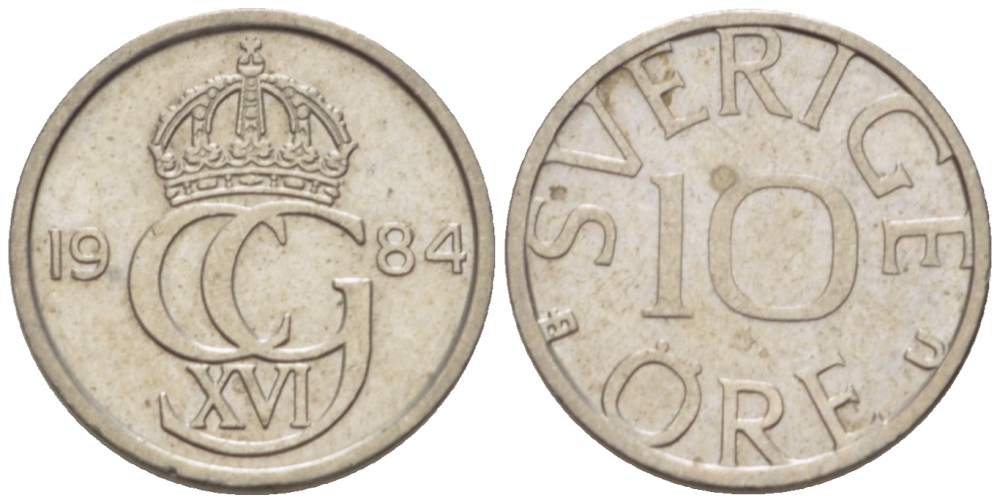 Швеция 10 эре 1984 U Карл XVI Густав (1973- ) KM 850 медно-никель 3955-353
