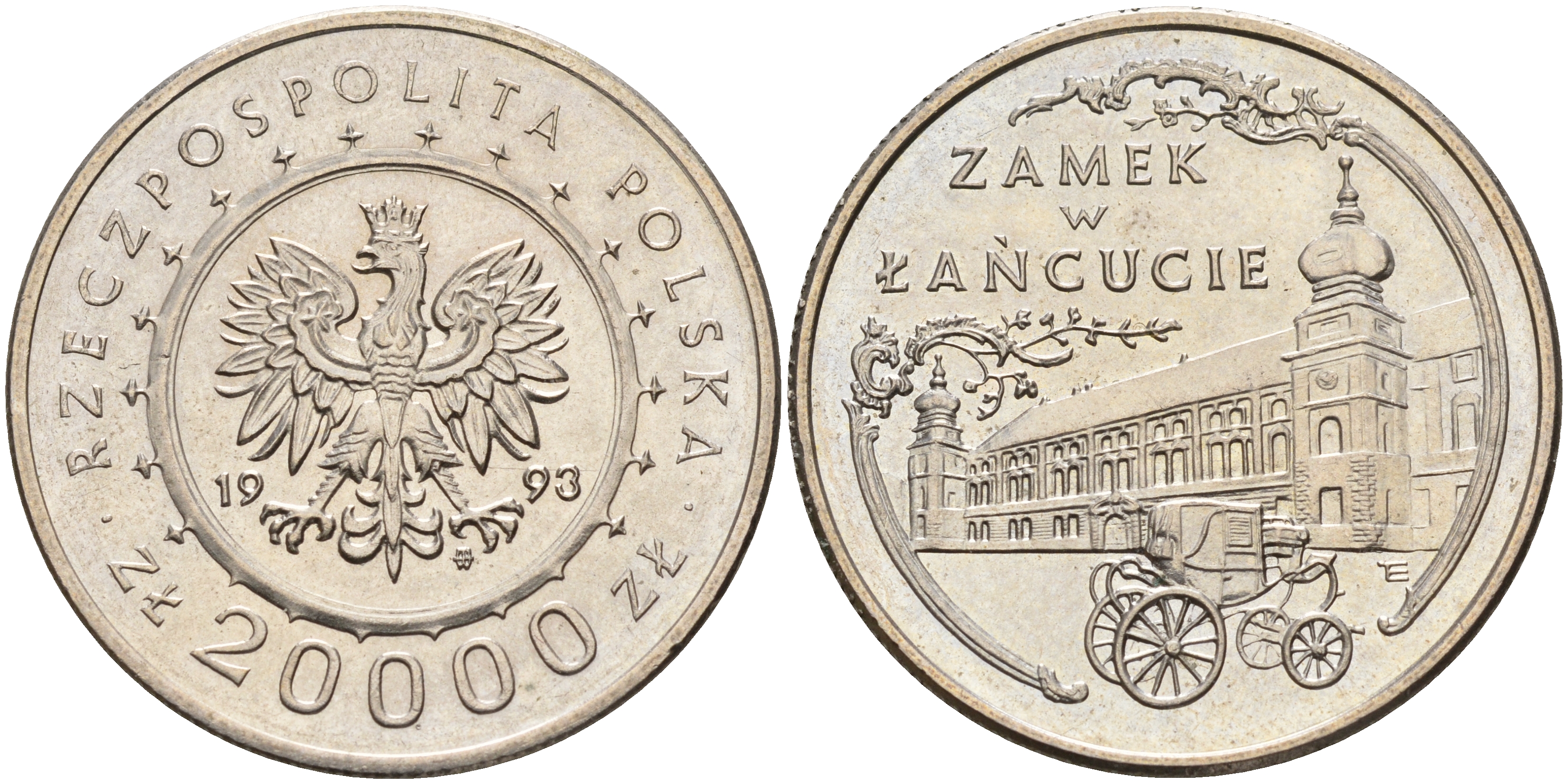 Польша 20000 злотых 1993 Замок Любомирских в Ланьцуте KM 244 медно-никель  UNC  4157-313