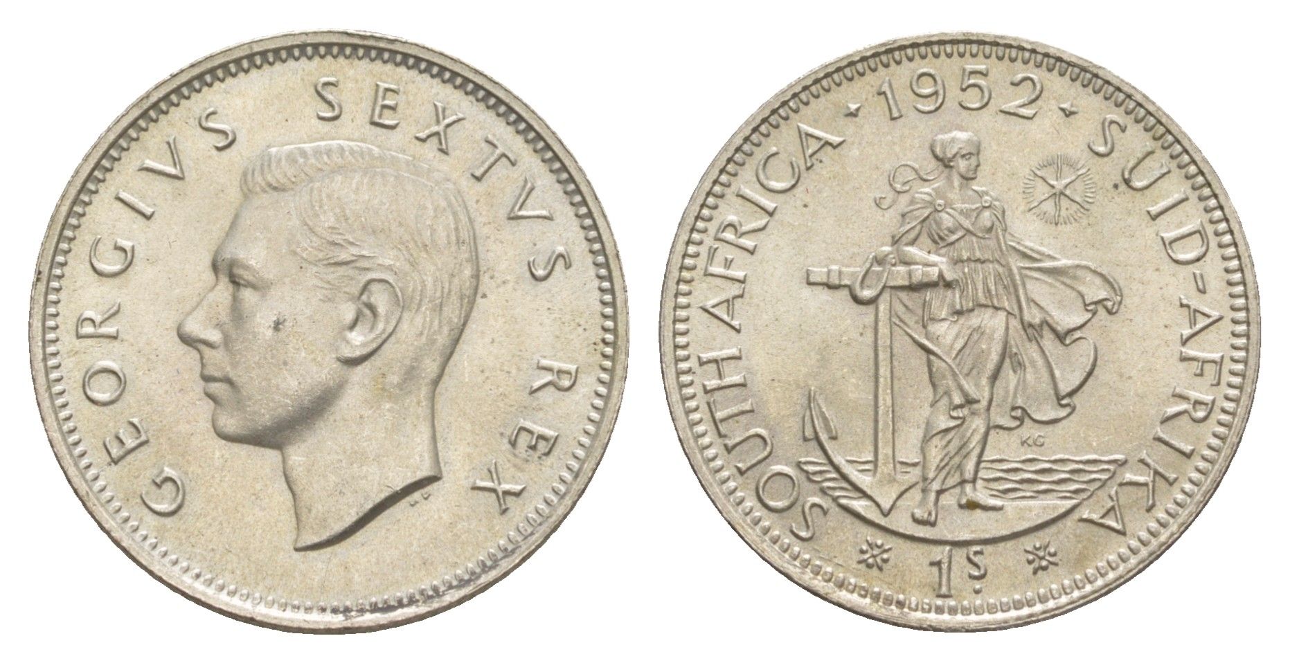 ЮАР 1 шиллинг 1952 KM 37.2 серебро UNC 1527-1143