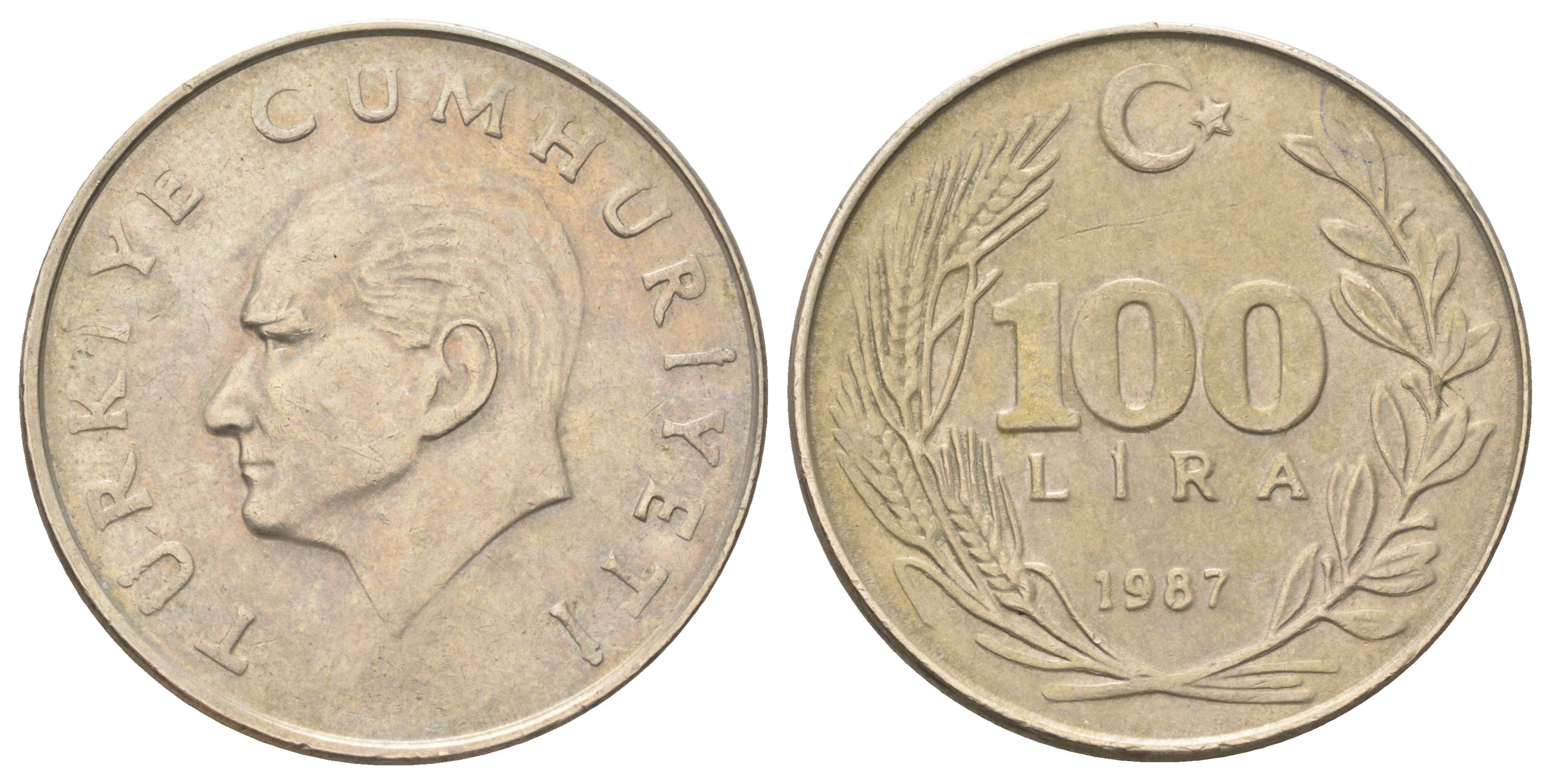 Турция 100 лир 1987 Кемаль Ататюрк KM 967 медь никель цинк 4692-813
