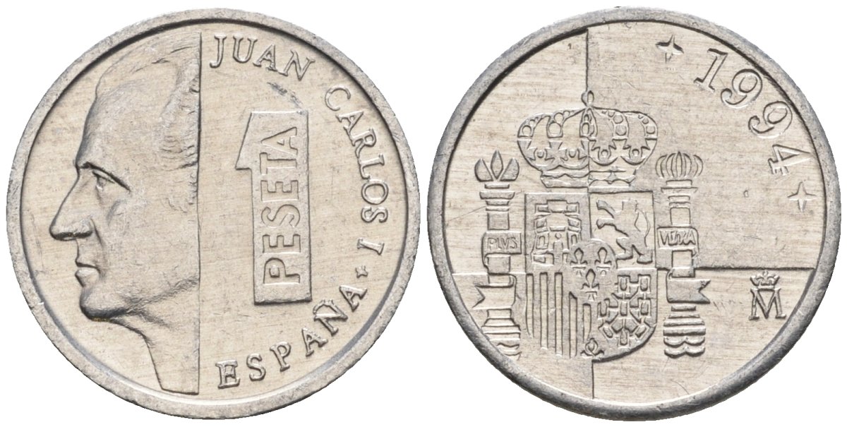 Испания 1 песета 1994 M, Хуан Карлос I (1975-2014) KM 832 алюминий 4602-1154