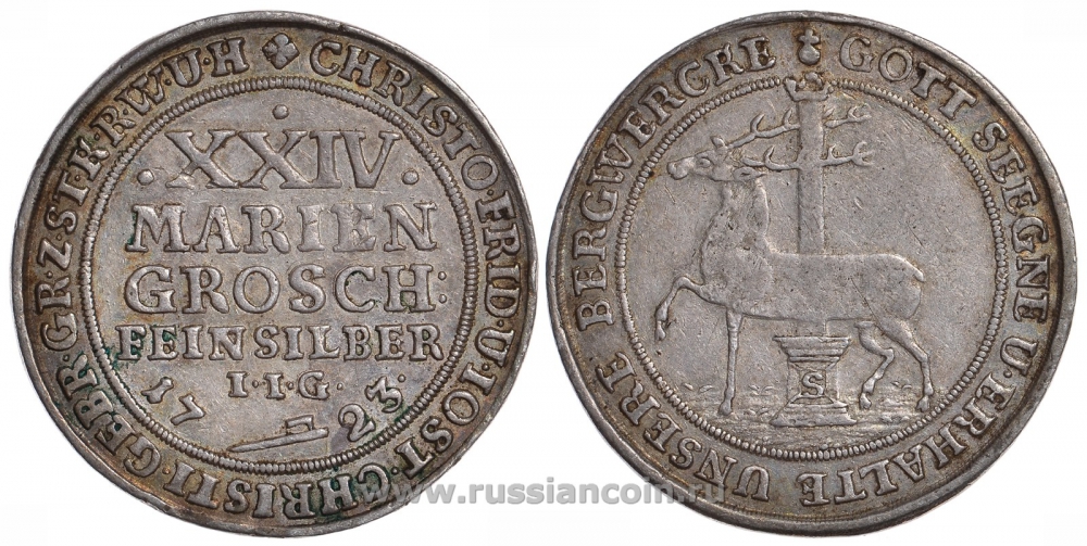 Штольберг 24 мариенгроша 1723 Dav. 1000, Friederich 922/923 серебро 00-819-16