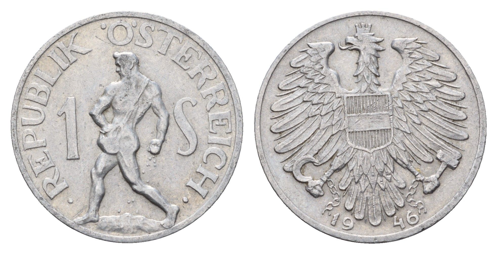 Австрия 1 шиллинг 1946 сеятель KM 2871 алюминий 4119-1213