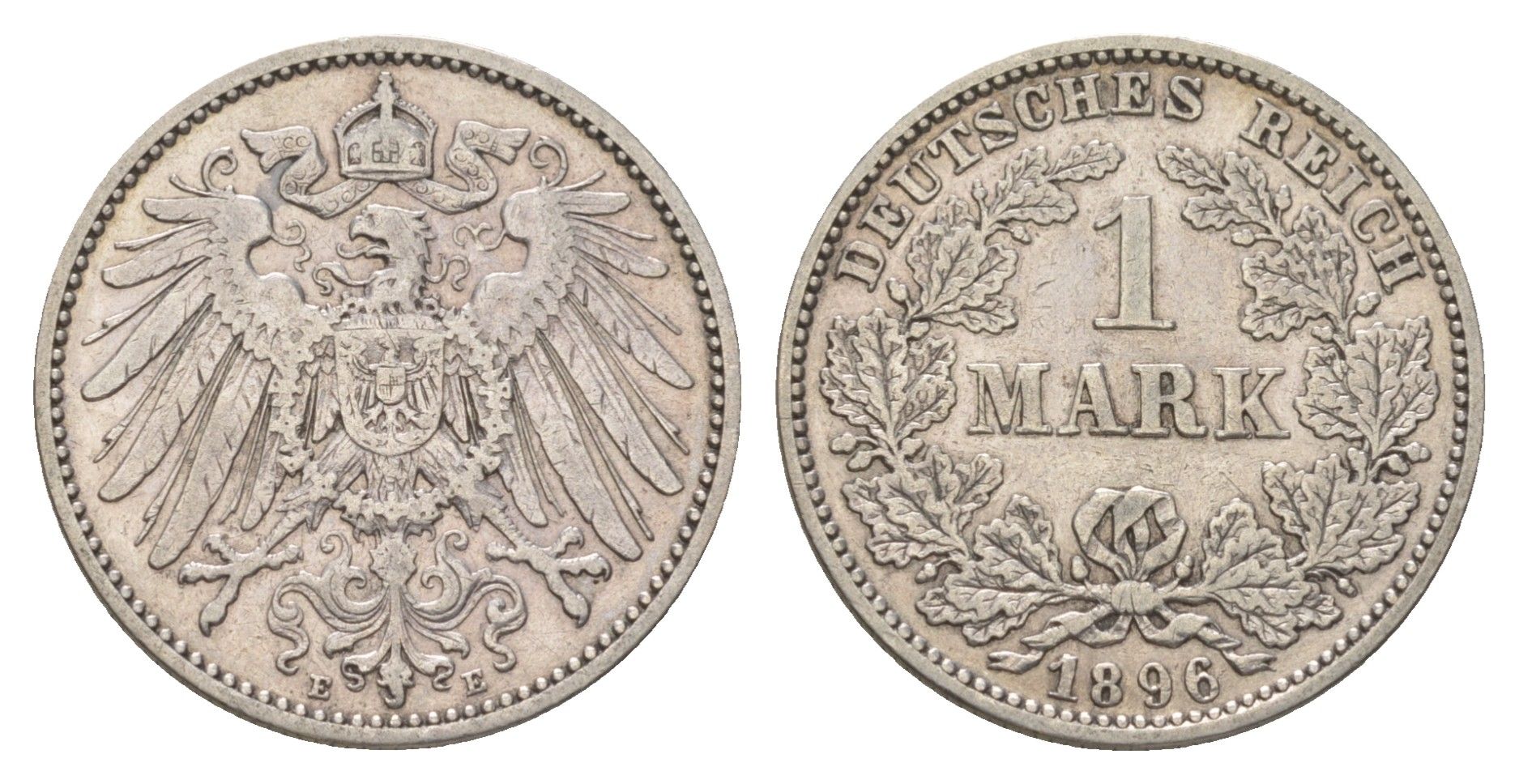Германия 1 марка 1896 E, Вильгельм II (1888-1918) KM 14, J. 17 серебро 3896-945