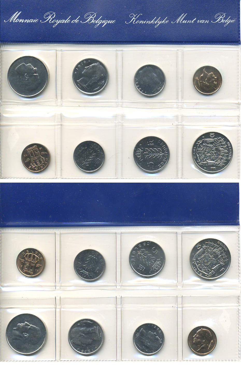 Бельгия набор из 8 монет 1979 BELGIE-BELGIQUE, в запайке KM SS 15   UNC  1-5-2-25