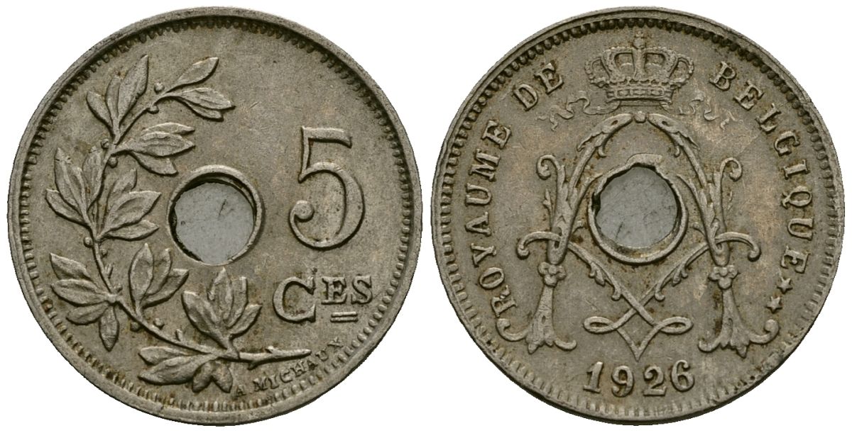 Бельгия 5 сантимов 1926 Belgique KM 66 медно-никель 4173-553