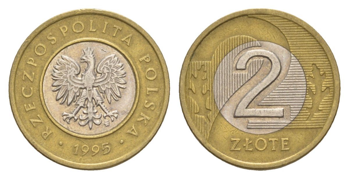 Польша 2 злотых 1995 Y 283 биметалл 4633-115