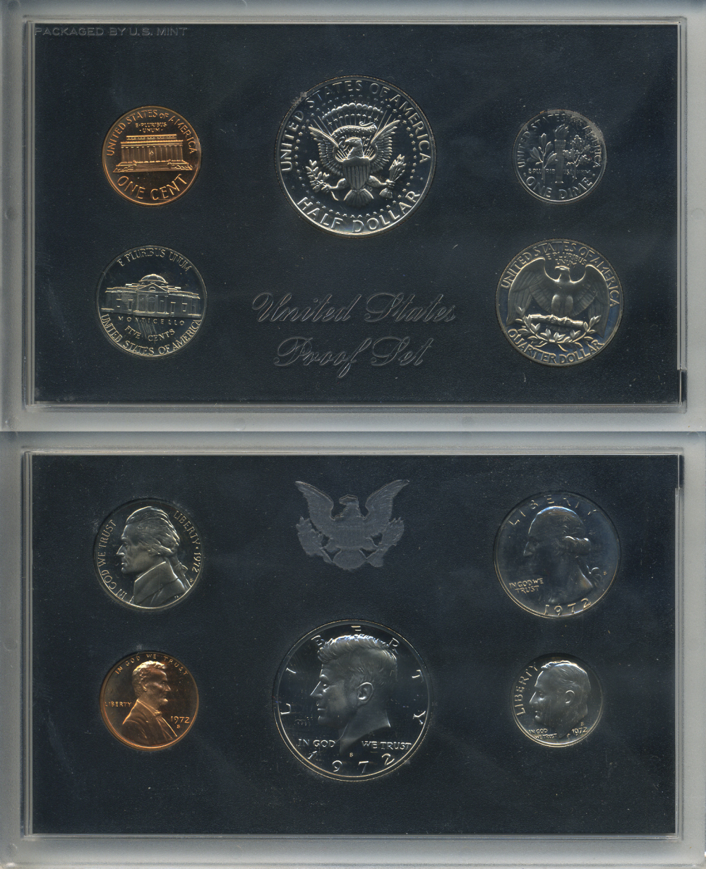 США официальный набор из 5 монет 1972 S, набор президентов, в пластике, оригинальная коробка, Кеннеди PROOF 00-00