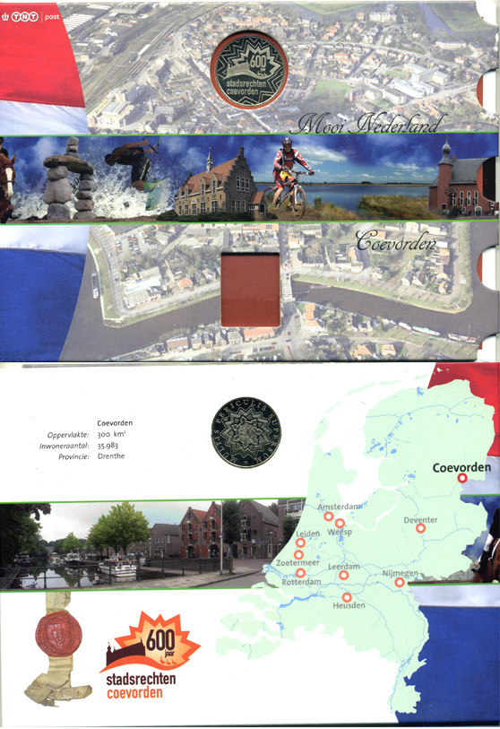 НИДЕРЛАНДЫ ЖЕТОН В БУКЛЕТЕ ND СЕРИЯ ГОЛЛАНДСКИЕ ГОРОДА, ПРОВИНЦИЯ ДРИНТЕ, 600 ЛЕТ ГОРОДУ КОЕВОРДЕНУ UNC 06-081-47