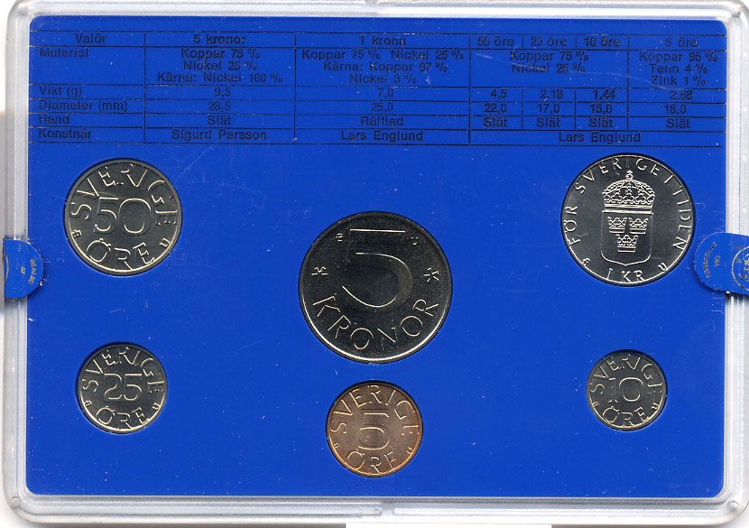 Швеция набор монетного двора из 6 монет 1981 в пластике, Карл XVI Густав (1973- ) KM MS19 UNC 4-3-7-166