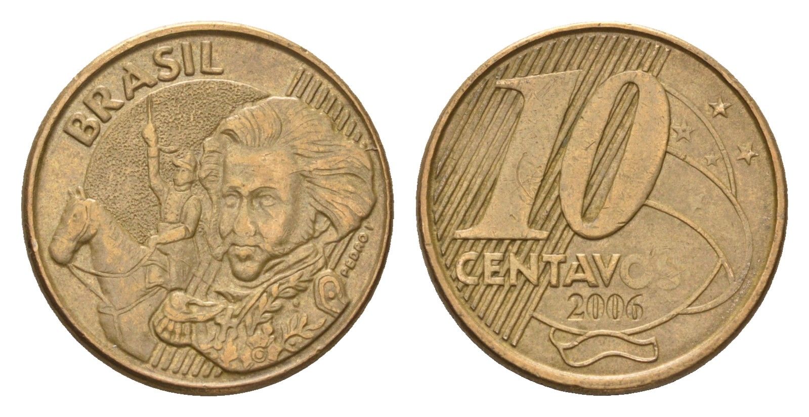 Бразилия 10 сентаво 2006 KM 649 сталь плакированная латунью 4686-745