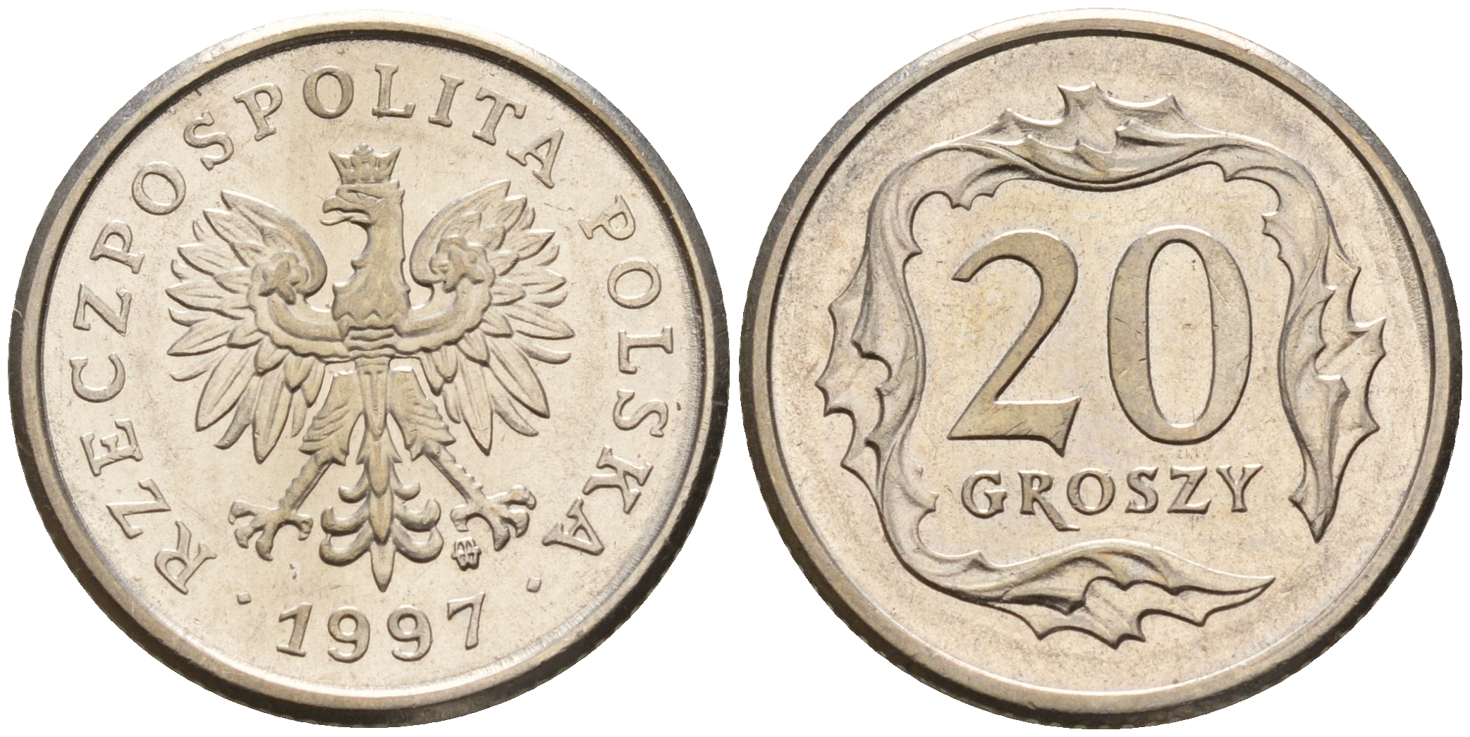 Польша 20 грошей 1997 MW KM 280 медно-никель    4564-464