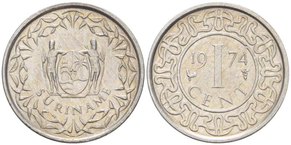 Суринам 1 цент 1974 KM 11a алюминий 100-119