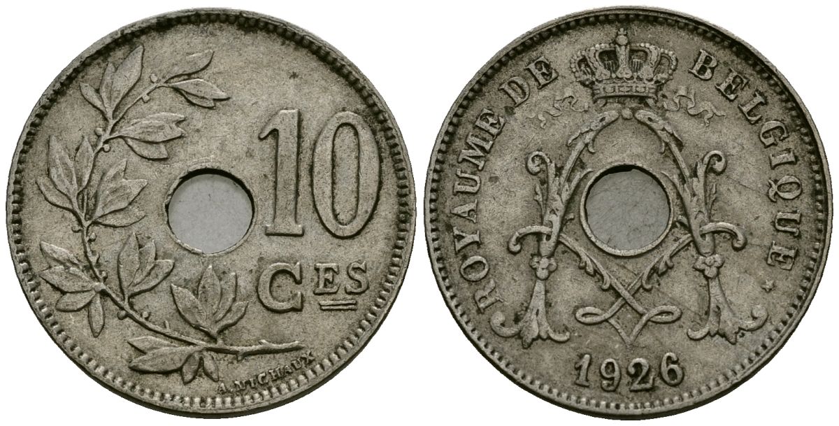 Бельгия 10 сантимов 1926 Belgique KM 85 медно-никель 4172-945