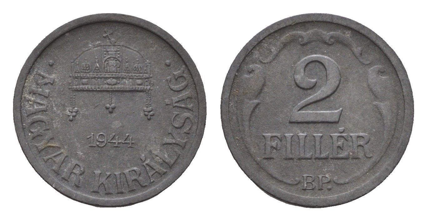 Венгрия 2 филлера 1944 KM 519 цинк 44-1248